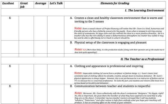 Tim Gunn Teacher Review Page 1